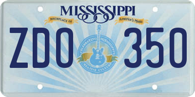 MS license plate ZDO350