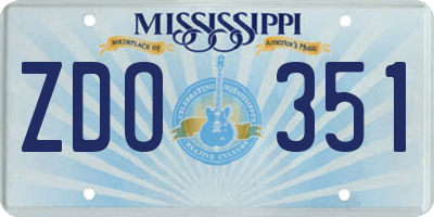 MS license plate ZDO351