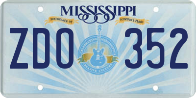 MS license plate ZDO352