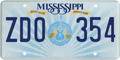MS license plate ZDO354