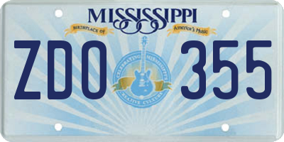 MS license plate ZDO355
