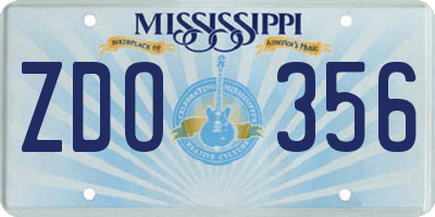 MS license plate ZDO356