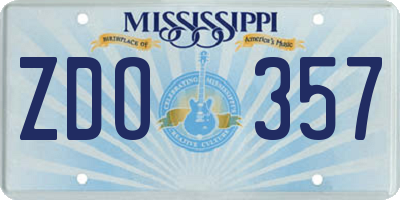 MS license plate ZDO357