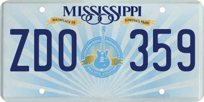MS license plate ZDO359