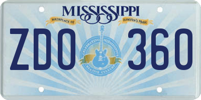 MS license plate ZDO360