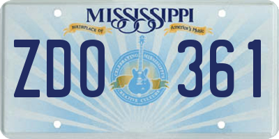 MS license plate ZDO361