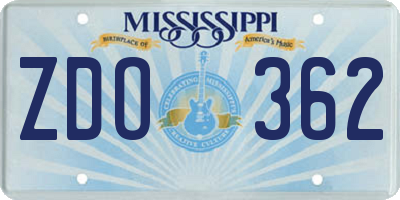 MS license plate ZDO362