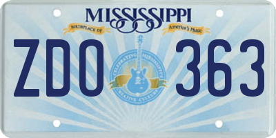 MS license plate ZDO363