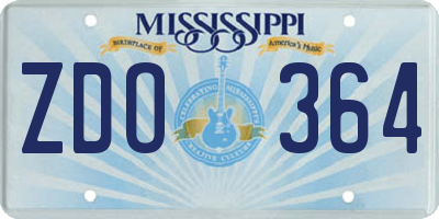 MS license plate ZDO364