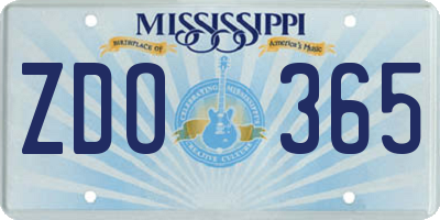 MS license plate ZDO365