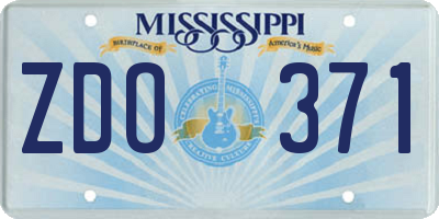 MS license plate ZDO371