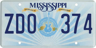 MS license plate ZDO374