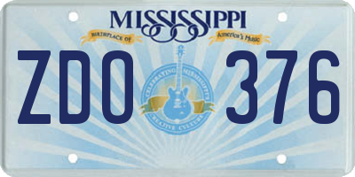 MS license plate ZDO376