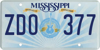 MS license plate ZDO377