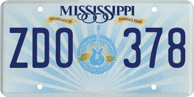 MS license plate ZDO378