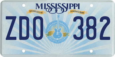 MS license plate ZDO382