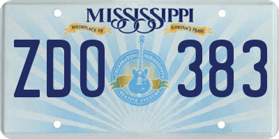 MS license plate ZDO383