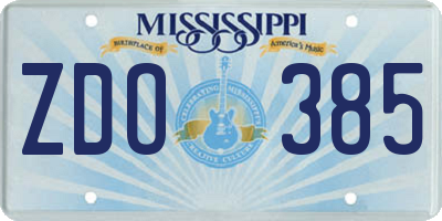 MS license plate ZDO385