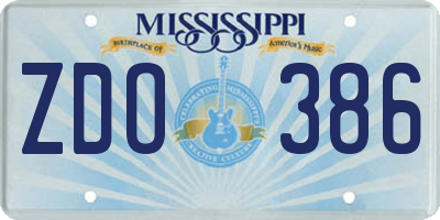 MS license plate ZDO386