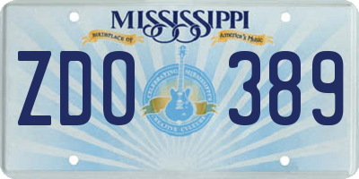 MS license plate ZDO389