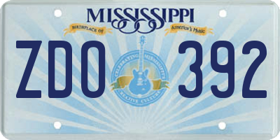 MS license plate ZDO392