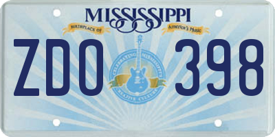 MS license plate ZDO398