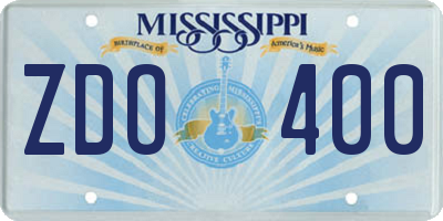 MS license plate ZDO400