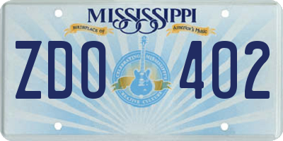 MS license plate ZDO402