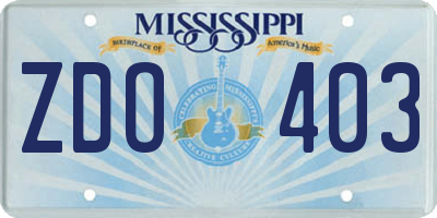MS license plate ZDO403