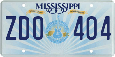MS license plate ZDO404