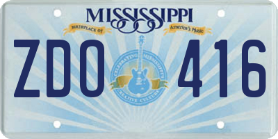 MS license plate ZDO416