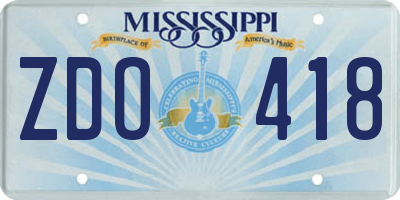 MS license plate ZDO418