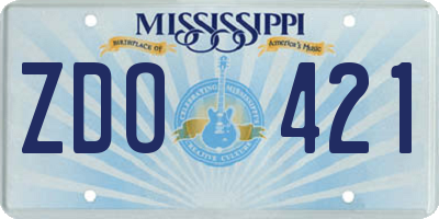 MS license plate ZDO421