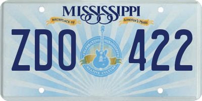 MS license plate ZDO422