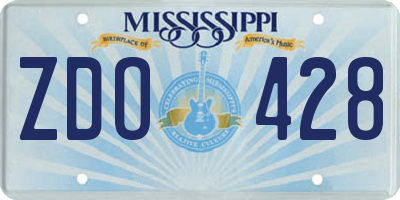 MS license plate ZDO428