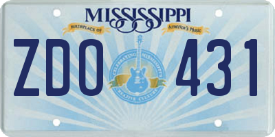 MS license plate ZDO431