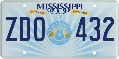 MS license plate ZDO432