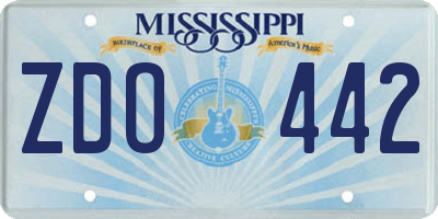 MS license plate ZDO442