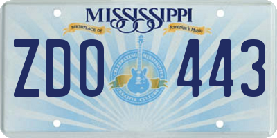 MS license plate ZDO443