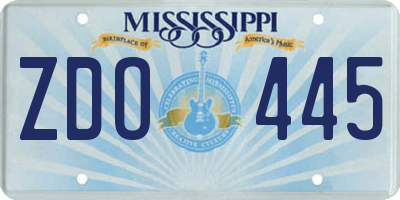 MS license plate ZDO445