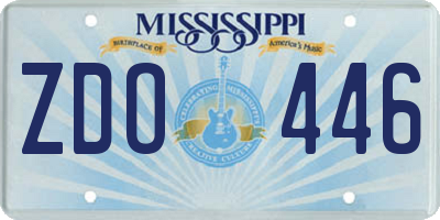MS license plate ZDO446