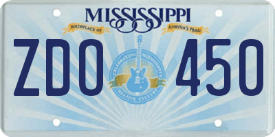 MS license plate ZDO450