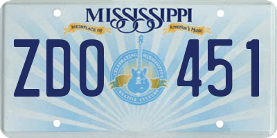 MS license plate ZDO451
