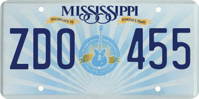MS license plate ZDO455