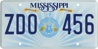MS license plate ZDO456