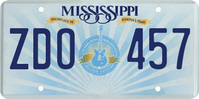 MS license plate ZDO457