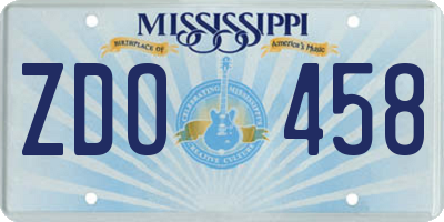 MS license plate ZDO458