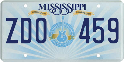 MS license plate ZDO459