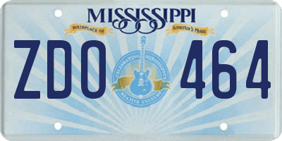 MS license plate ZDO464