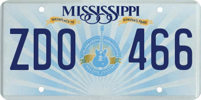 MS license plate ZDO466